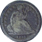 1838 SEATED LIBERTY DIME - 90% SILVER - DLS 136
