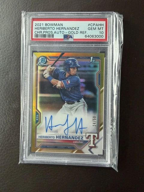 2021 Bowman Heriberto Hernandez 1st Auto Gold /50 PSA 10