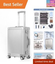 All Aluminum Carry On Luggage Hard Shell Luggage Aluminum Suitcase for Travel...