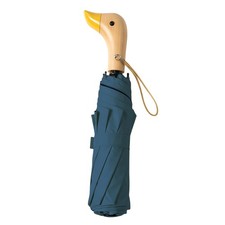 Travebo Travel Folding Umbrella with Cute Duck wooden Handle,Wide Strap,Rain/...