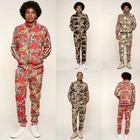 Men's Floral Jungle Tiger Stripe Track Suit Set Pant&Jacket Sweatsuit   ST808EY