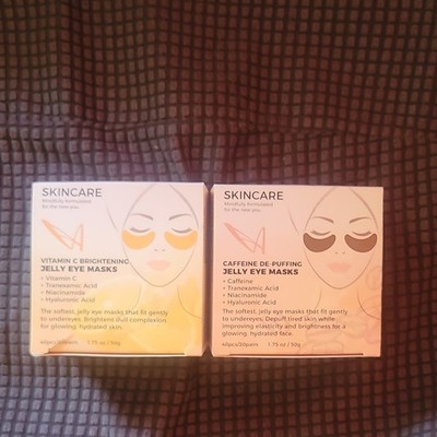 SKINCARE Jelly Eye Masks Vitamin C Caffeine Hydrating Brightening 40pcs 1.75oz