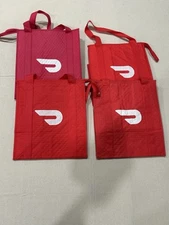 Lot Of 4 Door Dash Red Insulated Delivery Bags 13x10x15                  B2