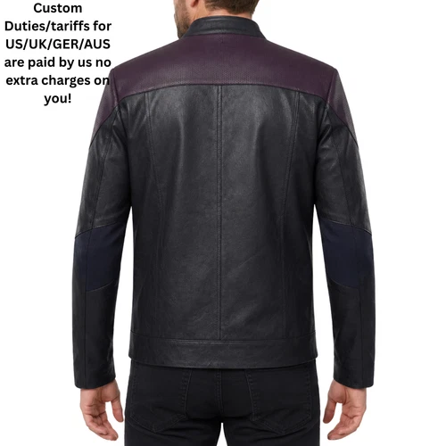 Men's Star Black Trek Picard Next Uniform Generation Captain TNG Leather jacket image 2