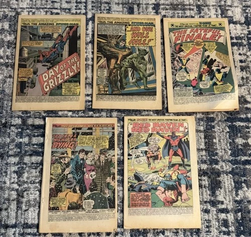 Lof Of 5 Vintage 70s Marvel Comic Books Missing Covers Spider-man Fantastic Four