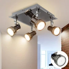 Ceiling Track Light Fixture: 4-Light Square Track Lighting Kit - Flush Mount ...