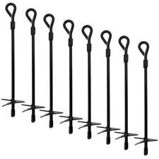 BISupply Ground Anchors, 15in - 8pk Black Shed Anchor Kit Ground Stakes