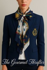 Vintage J.G. Hook Italy Nautical Scarf Anchor Sun Flags Sheer Polyester 15x60