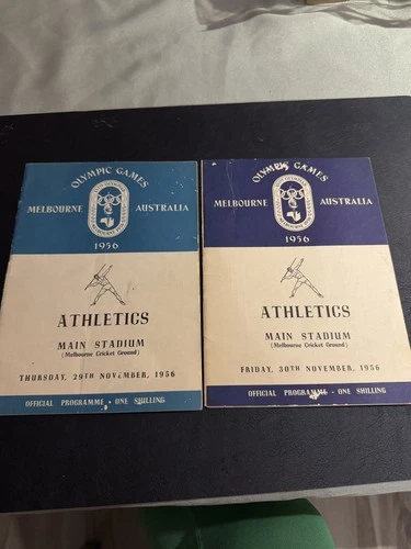 1956 Melbourne Olympics Athletics Programmes Nov 29 & 30 Official Pair