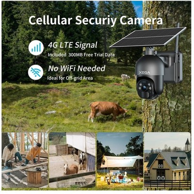 Wireless Outdoor Camera Solar Powered | 2K HD PTZ 360° View
