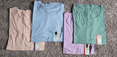 Women's Ladies Essential Solid Tee Shirt Short Sleeve Crew Neck Casual Top NWT