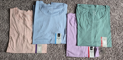 #ad Women#x27;s Ladies Essential Solid Tee Shirt Short Sleeve Crew Neck Casual Top NWT $8.49