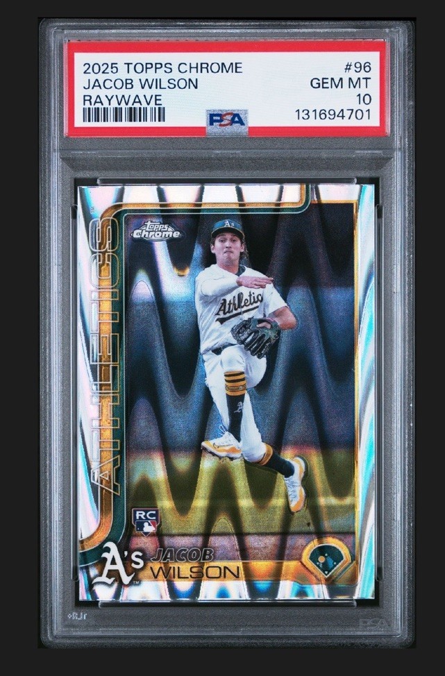 2025 Topps Chrome  Jacob Wilson #96 RayWave Refractor RC PSA 10 A's