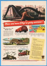 1944 Ethyl Gasoline WWII Ambulance Plane Jeep Aviation Fuel Military Quiz ad
