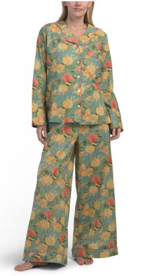 Denise Rae Women Pajama Set 100% Cotton Floral Size XL - NWT