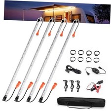 12V Interior Light Bar Kit, Dimmable Camping Lights, Weatherproof 4 PCS Amber