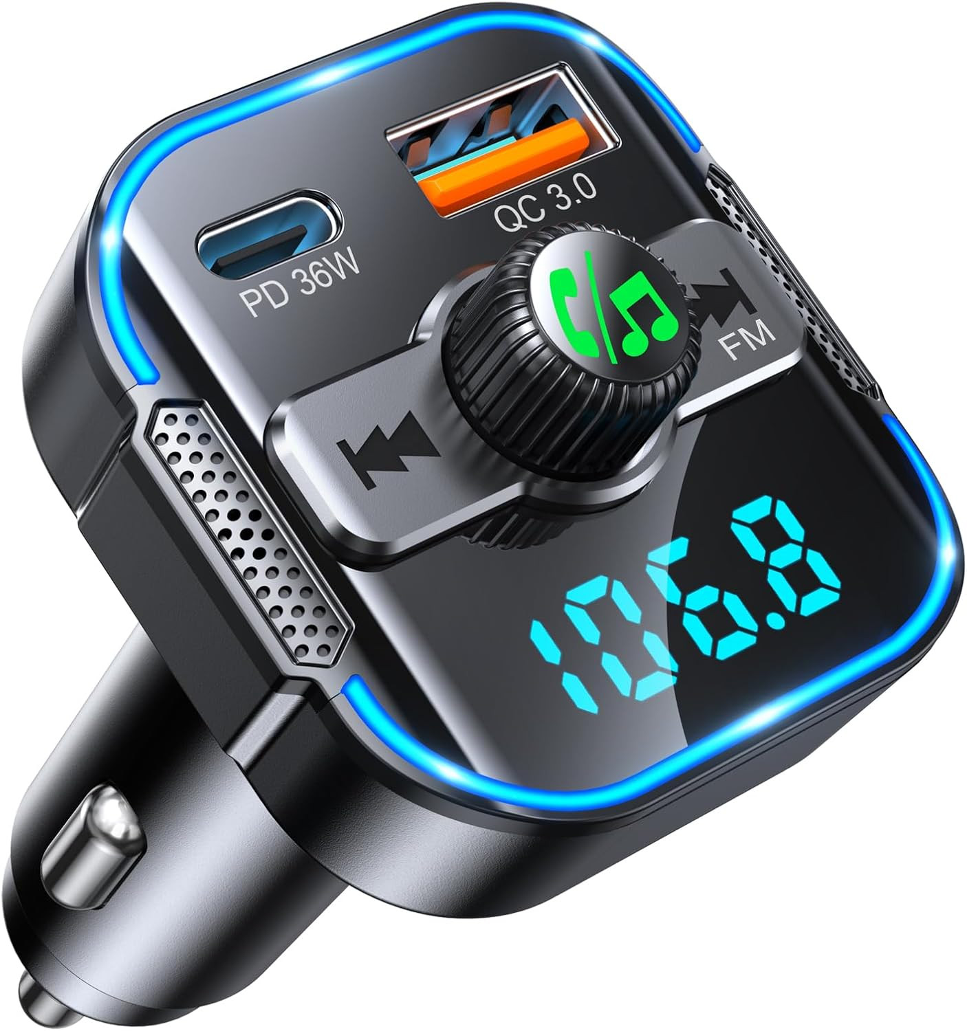 Kit Bluetooth Auto 5.3 Vivavoce con Caricatore Rapido PD 36W 2026