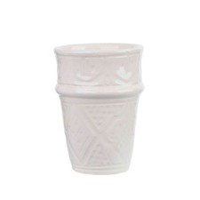 NKlaus Cappuccino Kaffeebecher Weiß 150 ml Keramik Tonbecher mit feinem Relief