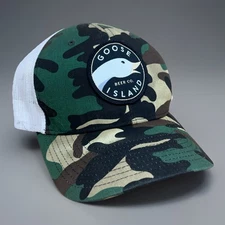 Goose Island Beer Co. Camo Camouflage Snapback Trucker Hat Cap OSFA Adjustable