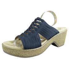 White Mountain Crete Women's 9 Black Synthetic Wedge Sandals Comfort Walking