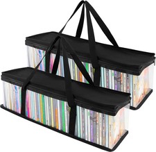 Clear CD Storage Bags - 2-Pack Clear Plastic Holder Case for Music Disc - Stu...
