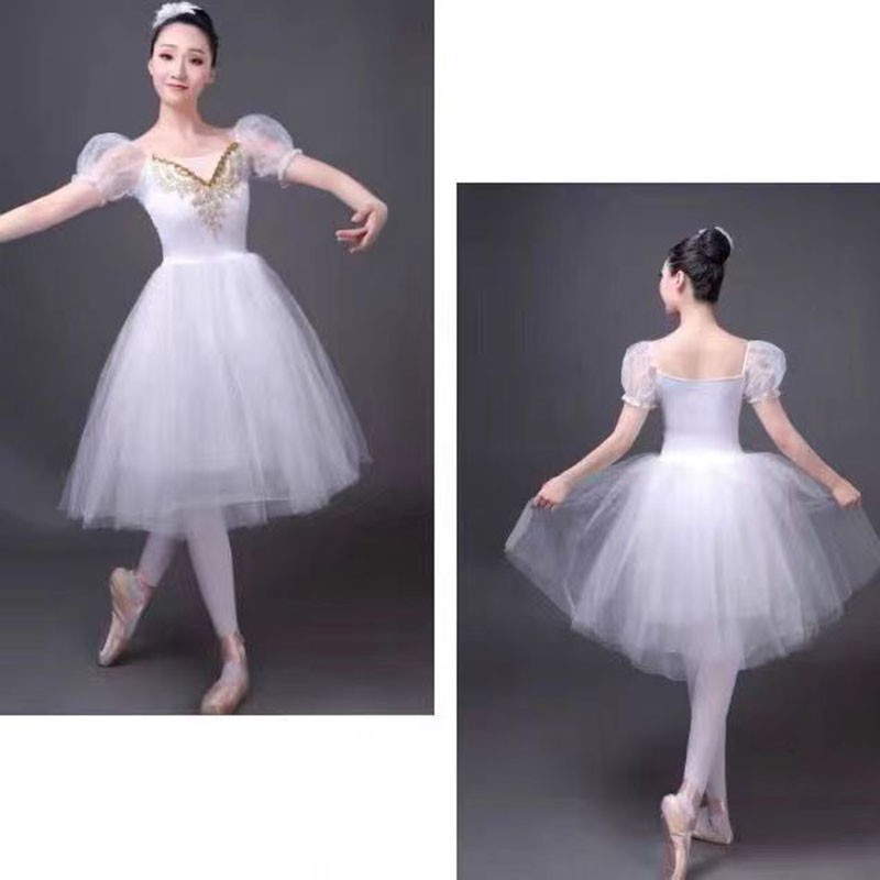 Women's Adult Ballet Tutu Dress – Romantic Performance Costume, Solid Color, Dancewear