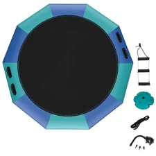 Costway 10FT Inflatable Water Bouncer Splash Padded Water Trampoline Blue &