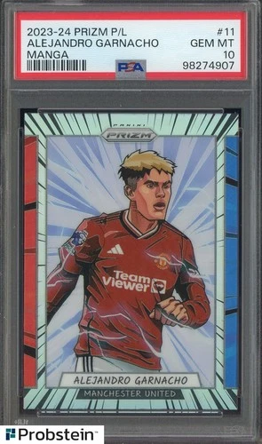 2023-24 Panini Prizm PL Soccer Manga #11 Alejandro Garnacho SSP CASE HIT PSA 10