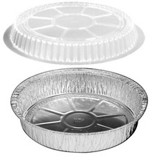 Handi-Foil 9" Round Take-Out Pan w/Clear Dome Lid 50/PK Aluminum Containers