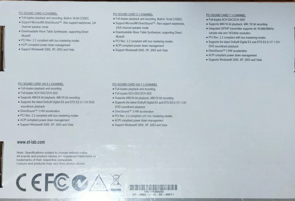 Scheda Audio St Lab 7.1 Pci M170 - Immagine 2 di 2