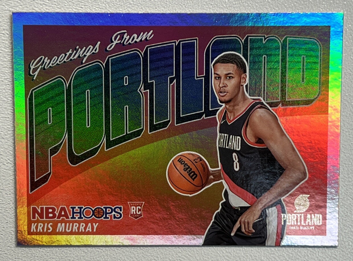 2023-24 Panini NBA Hoops Kris Murray Rookie Greetings Silver Holo #5 Blazers