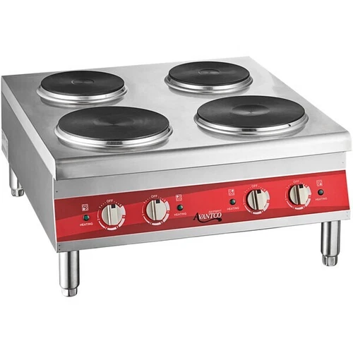 Avantco 4-Burner Solid French-Style Countertop Electric Range