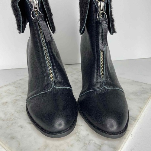 New Splendid Kiley Black Leather Shearling Bootie - Picture 3 of 10