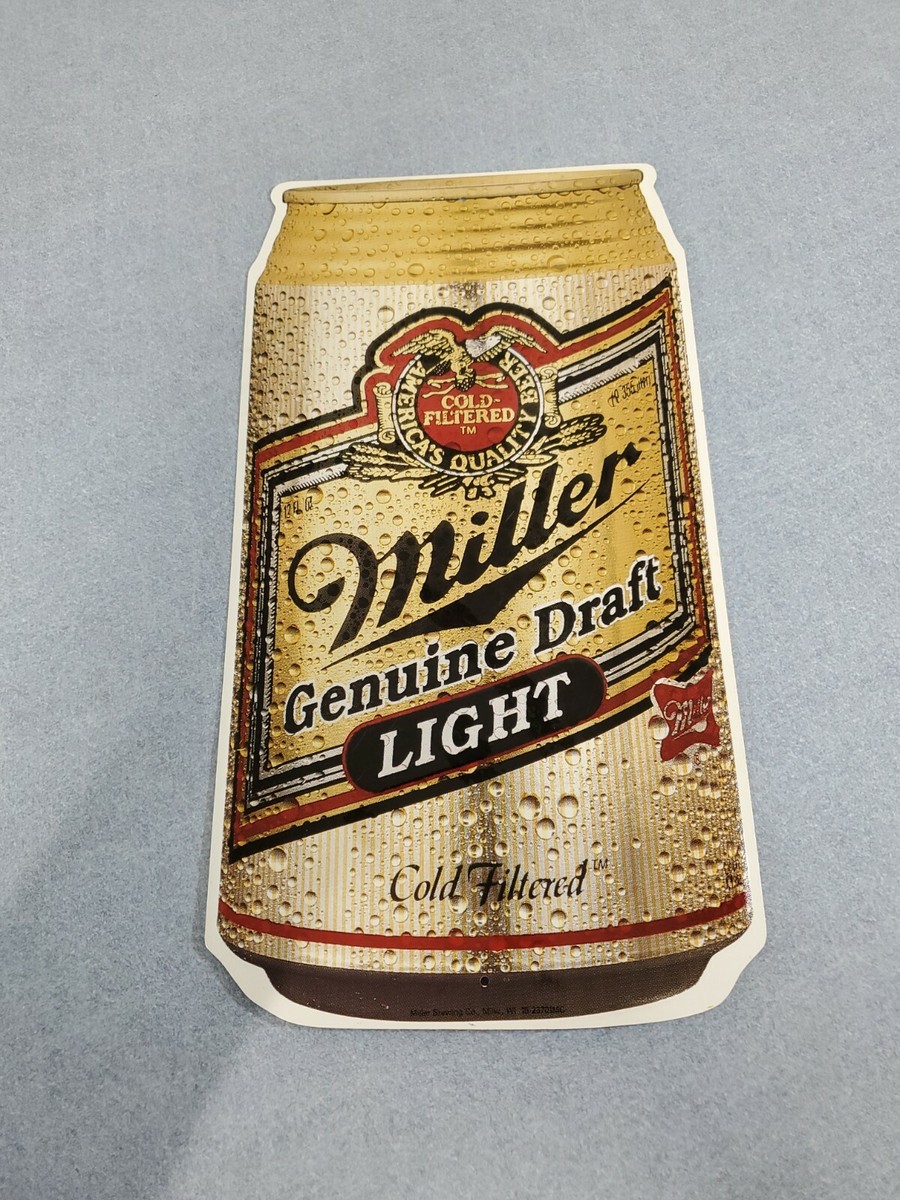 VINTAGE MILLER GENUINE DRAFT LIGHT BEER CAN METAL TIN BAR
