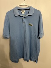 Lacoste Light Blue Polo Shirt Large Gator Logo Accents Size 7 XXL 2XL