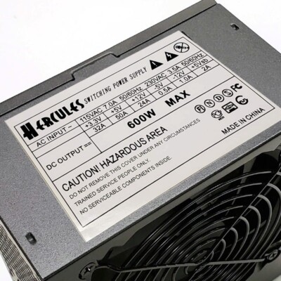 NEW--Hercules 600W ATX Power Supply 12-cm Fan 20+4pin SATA 2x-4+4Pin 2x-6+2pin
