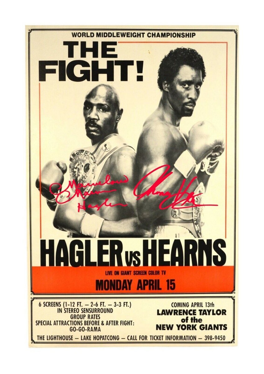 Hagler vs Hearnes 2 boxing poster repro Print a4 poster choice of