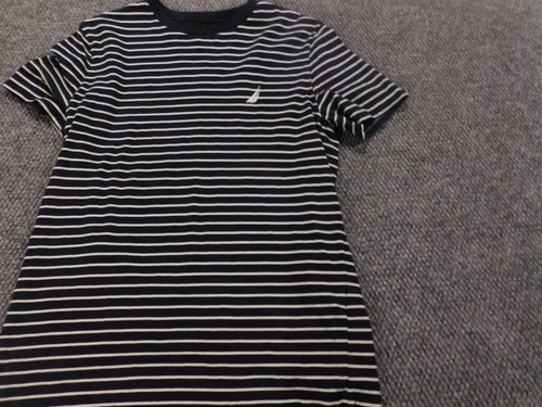 Nautica Womens Shirt Medium Blue striped pullover top stretch - Picture 2 of 12