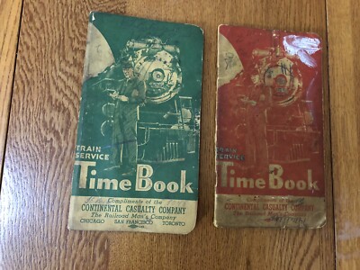 Vintage 1940 & 1942 Zug Dienstzeit Bücher Eisenbahn mit Einträgen
