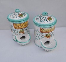 1 Barattolo Porta Sale con vaschetta autoriempitiva in ceramica di vietri TS