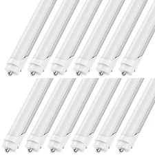 12Pcs T8 8FT LED Tube Light Bulbs 45W FA8 6000K Garage Ceiling LED Shop Lights