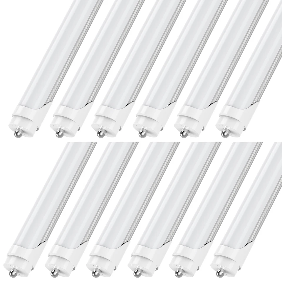 JESLED 12Pcs 8FT LED Tube Light Bulbs T8 45W FA8 5000K 8' Shop Lights Garage Ceiling