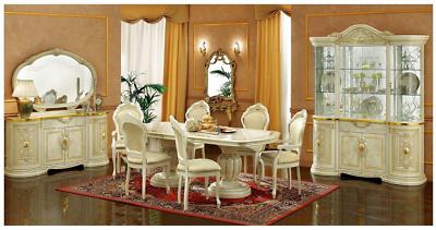 ESF Leonardo Glossy Ivory Classic Dining Room Set 10 Pieces Luxury Made in Italy