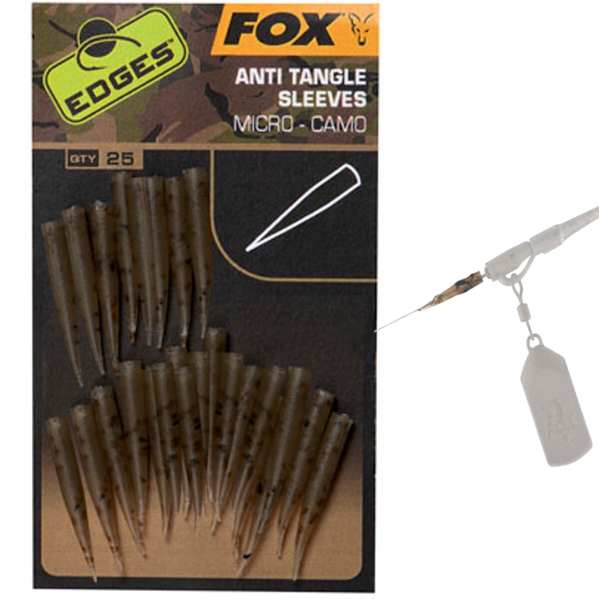 Fox Anti Tangle Rig Sleeves Camo Mirco Prevent Tangles Cover Ring Swivels x 25