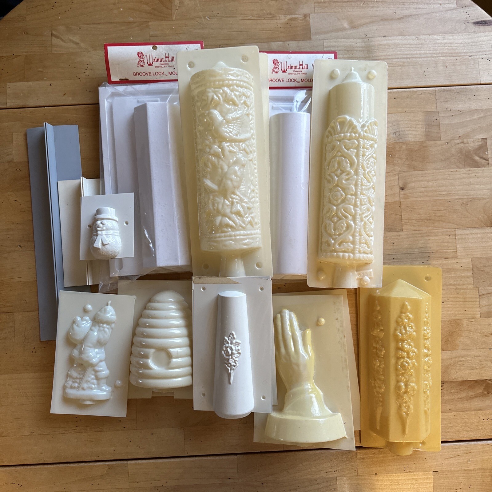Lot Of Vintage Candle Molds large pillars, santa, beehive, hands