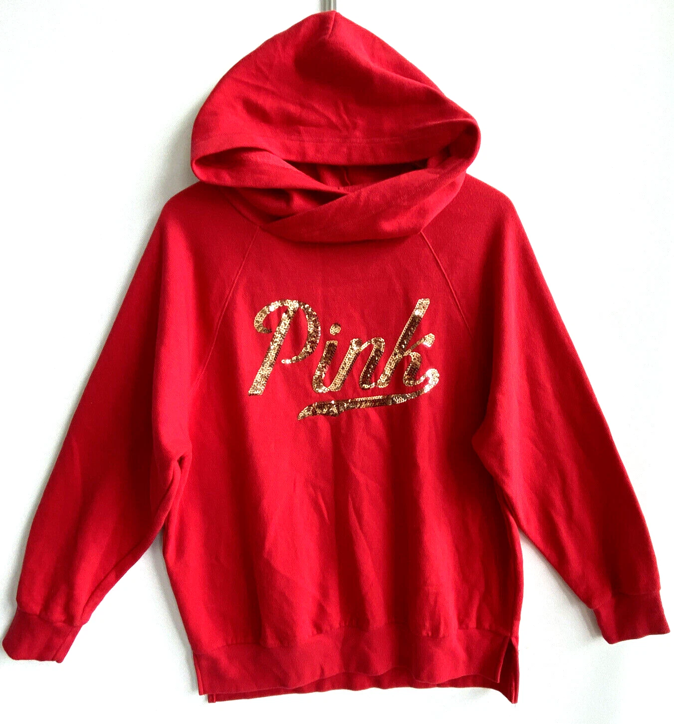 UNDERCOVER Felpa con cappuccio ROSA per Victorias Secret logo rosso Bling taglia S