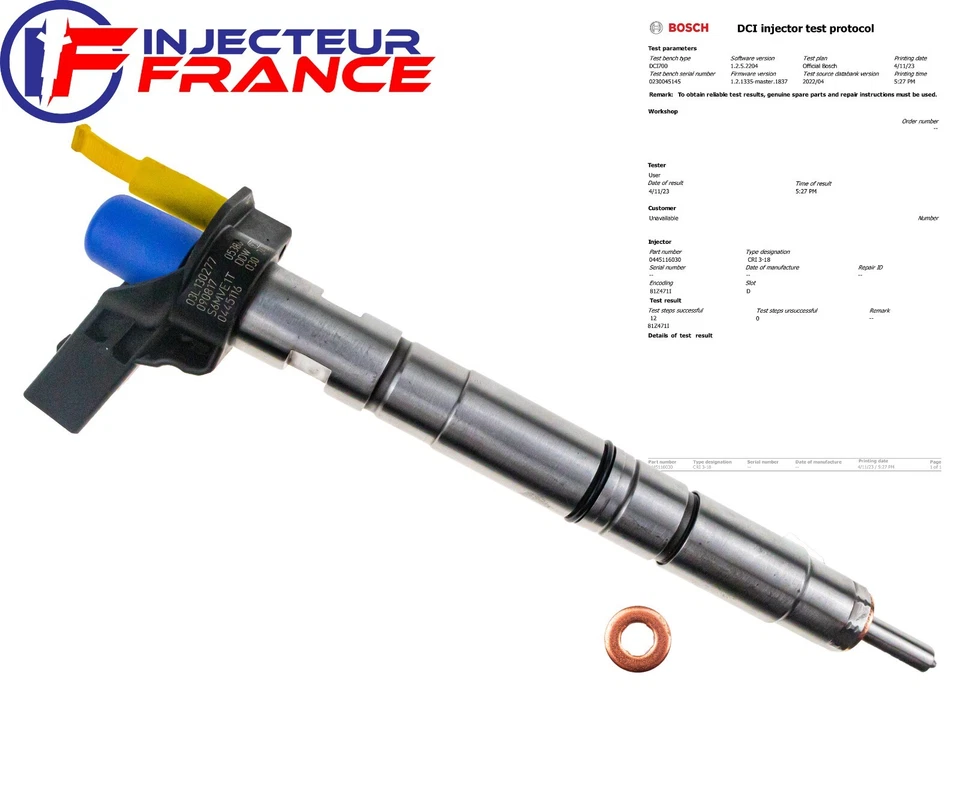 0445116030 03L130277 Injecteur Bosch VW Audi Seat Skoda 2,0 Tdi 0986435360 - Photo 1/4