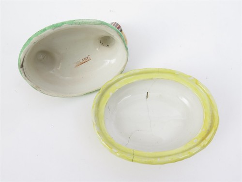Alte Staffordshire Ware England Henne auf Nest kleine keramikbedeckte Schüssel 5,25 Zoll - Bild 6 von 9