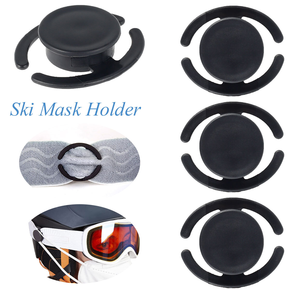 Ski Helmet Mask Holder 4Pcs ABS Multipurpose Snow Helmet Mask Clip for teyAb