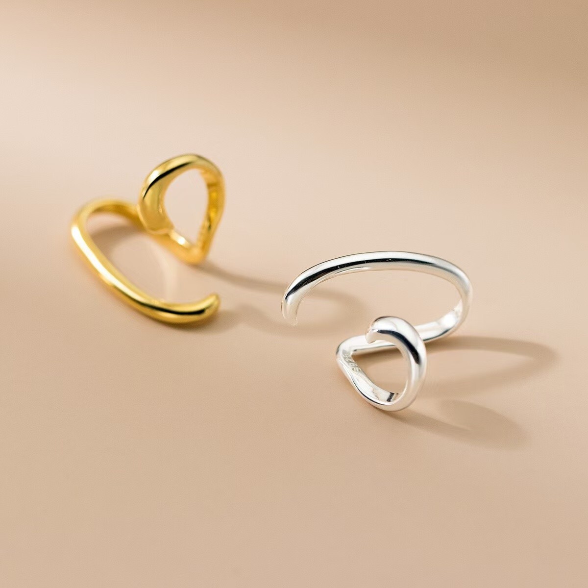 Bracciale auricolare in argento sterling orecchino incrociato